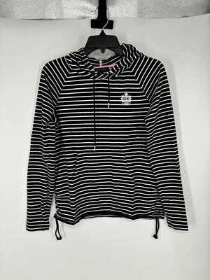 Lauren Ralph Lauren Hoodie Sweatshirt Pull Over Striped Big Logo Embroidered Med - Image 1 of 4