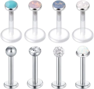 20G 18G 16G Durchsichtig Acryl Bioflex Tragus Piercing Lippenpiercing Labret Med - Bild 1 von 8