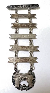 1911, 1919 1921-1931 WWI USMC Pistol Expert Badge Silber RARE MULTI BAR - Bild 1 von 10