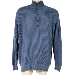 Vintage Manrico Thick Cashmere Blue Ribbed Cashmere Sweater Size 58 Mens - Picture 1 of 8