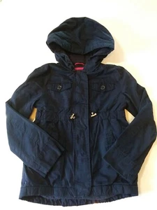 Gap Kids Girls Size Medium 8 Navy Blue Snap And Full Zip Hooded Coat - Picture 1 of 12