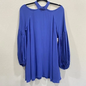 Free People Drift Away Cold Shoulder Long Sleeve Dress Blue Size XS Keyhole Back - Picture 1 of 7