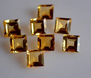 Square Faceted Cut Citrine 5mm To 10mm Natural Calibrated Loose Gemstone - Picture 1 of 6