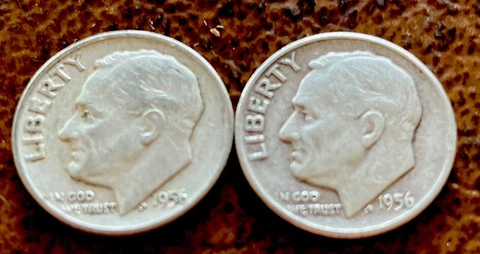 1956 P&D Roosevelt Dimes 90% Silver ~ Free Shipping ~ #3 Cover
