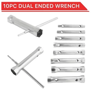 8pc Tube Spanner Set Plumbing Tap Socket Wrench Tubular Spark Plug Tool Metric - Picture 1 of 18