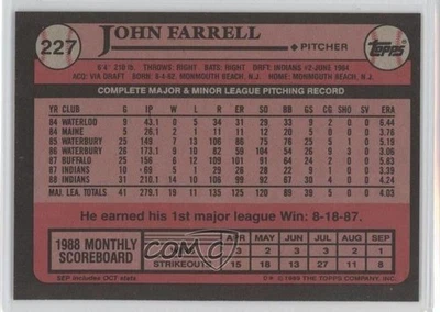 1989 Topps Blank Front John Farrell #227 - Image 1 of 2