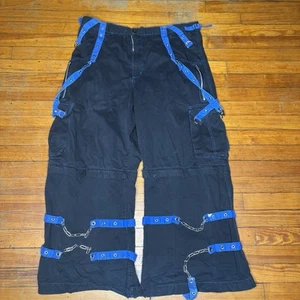 Vintage TRIPP NYC Pants Daang Goodman Goth Rave Baggy Zip Chains Blue - Picture 1 of 6