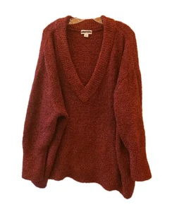 Ava & Viv Vneck Sweater Womens 3X Burgundy Shiny Tinsel Holiday Warm Cozy - Picture 1 of 9