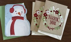 Vintage Lot of 3 Christmas Holiday Thank You Blank Unused Greeting Cards W/ Env - Picture 1 of 3