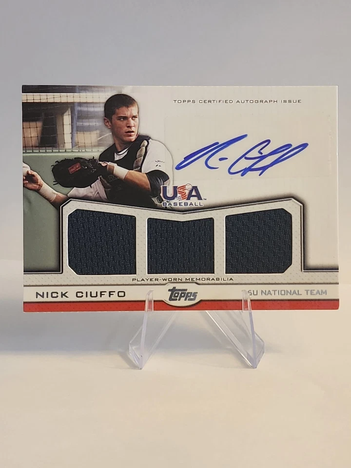 2011 Topps USA Baseball Team Nick Ciuffo Tripple Patch Auto 61/64 Player Worn - Image 1 of 2