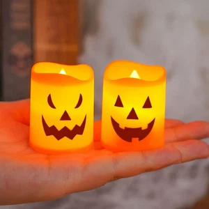 6-12 Stück Halloween LED Nachtlicht Kürbis Party Kerze Licht Deko für Zuhause - Bild 1 von 11