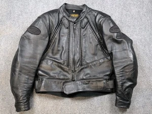 Vanson Black Leather Motorcycle Jacket Size 46 - Picture 1 of 12