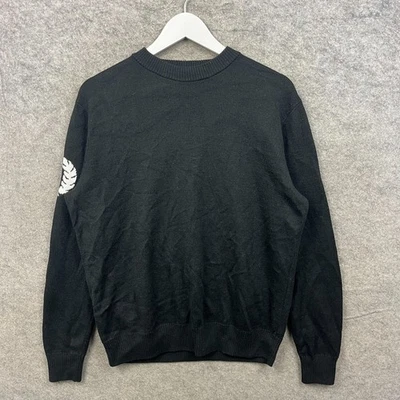 Fred Perry Jumper Mens Large Black Wool Blend Crew Neck Sweatshirt Laurel Wreath - Image 1 of 4