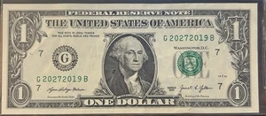 2021 $1 Tombstone Note Serial # G 20272019 B Future 2019-2027 - Picture 1 of 2