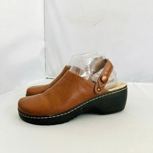 Softspots Brown Leather Women's Clogs with Chunky Heel Size 8.5 - Picture 1 of 12
