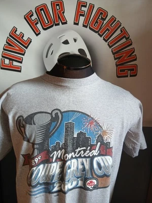 CFL 89TH GREY CUP VINTAGE 2001 PUMA T-SHIRT  STAMPEDERS BLUE BOMBERS - Image 1 of 4