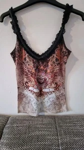Parasuco Sequin Orange Brown Lion Cami Vest Top Size XS - Picture 1 of 6