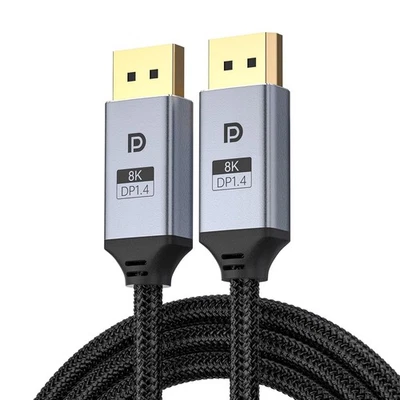 8K 4K Displayport Cable 1.4 6ft,32.4Gbps DP1.4 Cable, Braided Display 6ft  - Image 1 of 4