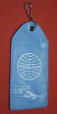 Vtg Pan Am Airlines PAA RARE Vinyl Luggage Tag 5” w/Chain NOS