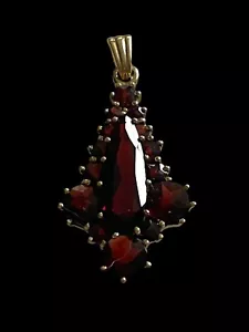 Granatschmuck Anhänger Gold 333,Granat, Antikschmuck, 8Kt Gold, 2,39 Gramm - Picture 1 of 5