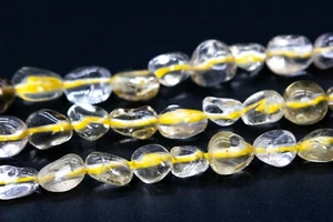 5-7MM Lemon Quartz Pebble Chips Grade AA Genuine Natural Gemstone Loose Beads - Picture 1 of 4