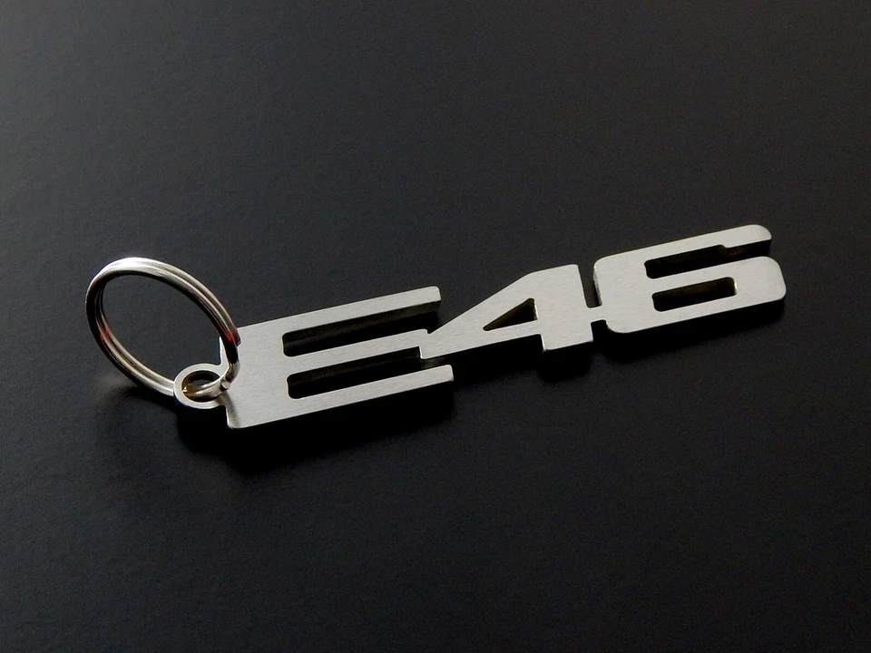 Keyfob Keychain  "E46" for BMW 320 323 325 330i M3 S54 stainless steel brushed - Image 1 of 2