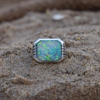 ANILLO ÓPALO DE FUEGO PLATA 925 ANILLO PARA HOMBRE ANILLO DE ÓPALO DE FUEGO ANILLO PARA HOMBRE REGALO PARA ÉL Foto 1 de 4