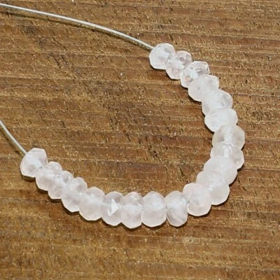 Rose Quartz Faceted Rondelle Bead Briolette Natural Loose Gemstone Making Jewlry - Image 1 of 3