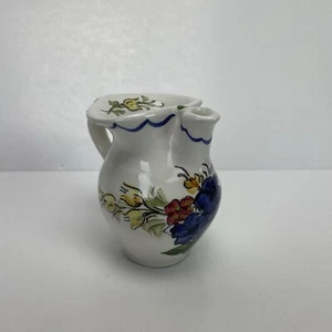 Studio SIK Pottery Creamer Cream Pitcher Hand Painted Floral Ewer Slovenia Vtg - Picture 1 of 12