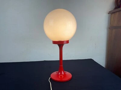 Lampe vintage pieds tulipes rouge et opaline design  1960 -70 - Photo 1/4