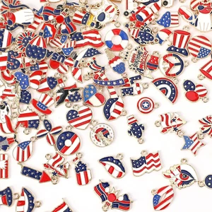 120 Pcs 4th July Patriotic Charms Red White Blue American Flag Jewelry Making - Picture 1 of 7