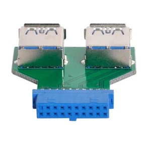 Motherboard 20/19 Pin Box Header Slot to Dual USB 3.0 A Type Female Adapter PCBA - Picture 1 of 8