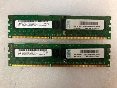 (2x 4GB) Micron 1Rx4 DDR3-1600 RDIMM PC3-12800R ECC Server RAM MT18JSF51272PZ ~ - Image 1 of 3