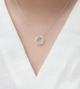 925 Sterling Silver Open Twisted Circle Pendant Necklace 18 inch Women Jewellery - Picture 1 of 8