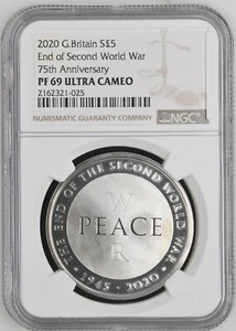 2020 Great Britain UK S5 Pounds Silver End Second World War 75th NGC PF 69 UC - Picture 1 of 6