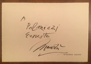 Biglietto autografo di Giacomo Manzù - Picture 1 of 1