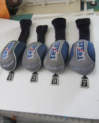 Lot of 4Texan Classics Golf Club Headcover Set with Tags # 1, 3, 5, 7. Blue/Grey - Image 1 of 4