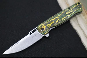 Boker ME-109 Damascus - Toxic Storm Carbon Fiber Handle Scales / Chad Nichols ME - Picture 1 of 7
