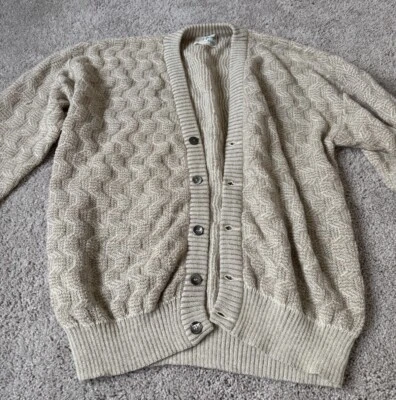 VTG pringle of scotland alpaca cardigan Beige V Neck Button Up SZ XL Alpaca Knit - Image 1 of 4