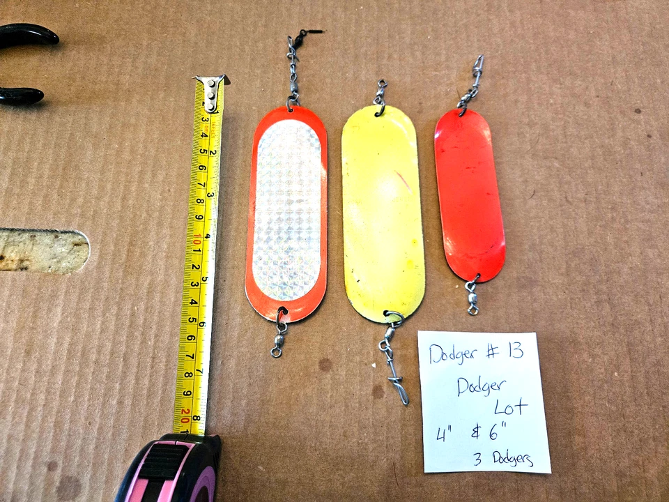 Herring Dodger Lot-  3  Orange - Yellow + - Trout Dodgers - Fishing Tackle #13 - Image 1 of 1
