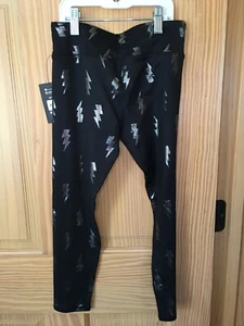 NWT Athletic Works Active Leggings Lightning Bolt Black many sizes Girls - Picture 1 of 1