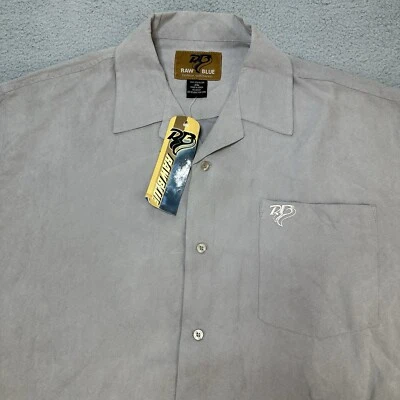 Vintage Raw Blue Shirt Mens XXL Gray Button Up Hip Hop Y2K Skater NWT Casual - Image 1 of 4