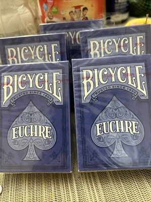 Lot of Four  Decks Bicycle Playing Cards Euchre Air Cushion Finish USA Made New - Image 1 of 4