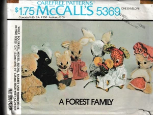 Vintage McCall's Pattern 5369 c1976, A Forest Family, Skunk, Mouse, Rabbit + - Picture 1 of 2