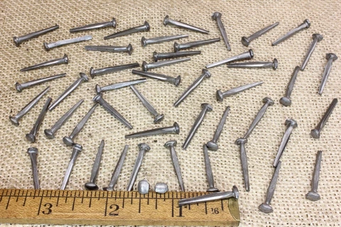 1” Square NAILS 50 quantity round small domed head brads vintage antique rustic Cover