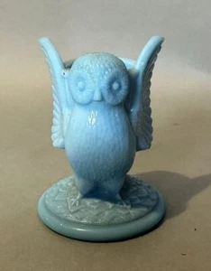 Vintage Antik Blau Glas Figur Eule Zahnstocher Halter - Bild 1 von 8