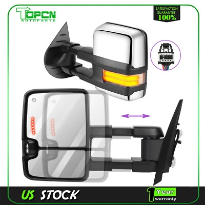 Espejos retrovisores de remolque cromados eléctricos térmicos señales LED para Silverado Sierra 07-14 Foto 1 de 4