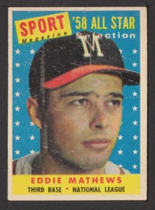 1958 Topps #480 Eddie Mathews Milwaukee Braves ottime condizioni - Foto 1 di 2