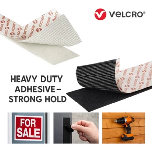 VELCRO® Heavy Duty Tape Self Adhesive Hook & Loop 5cm Wide Black White Strips - Picture 1 of 15