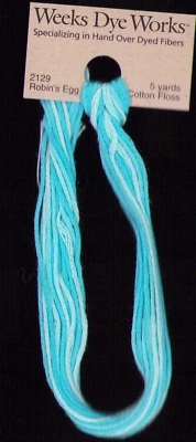 Weeks Dye Works Hand Dyed Floss 2129 ROBIN EGG BLU 5 yd Cross Stitch Needlepoint - Image 1 of 2